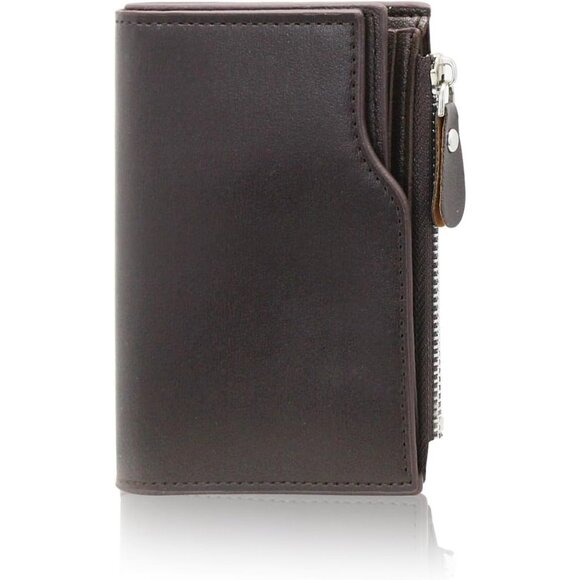 Men's Fashionable Coffee Zipper Coin Pocket Minimalist Wallet Card Designed
